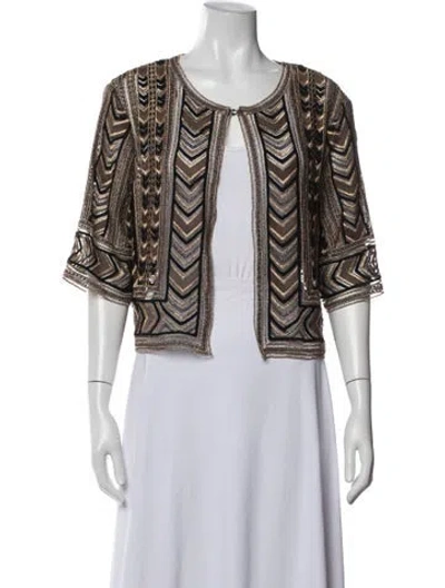 Pre-owned St. John Couture Patterned Evening Jacket In Gold/metallic