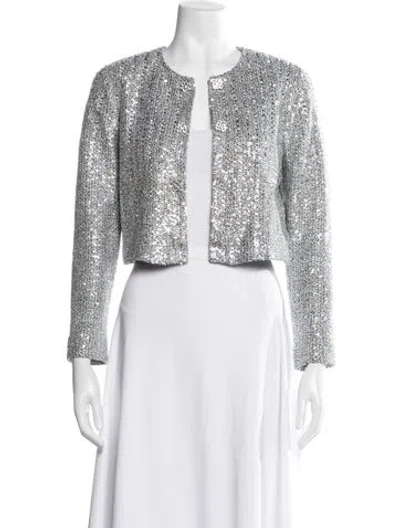 Pre-owned St. John Couture Patterned Evening Jacket In Silver