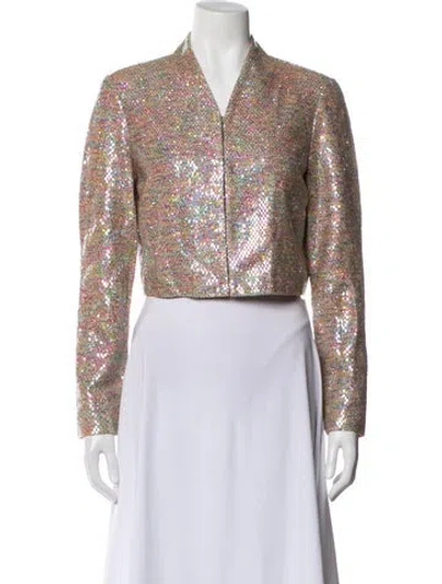 Pre-owned St. John Couture Patterned Evening Jacket W/ Tags In Neutral