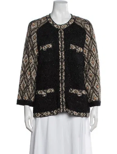 Pre-owned St. John Couture Patterned Jacket In Black