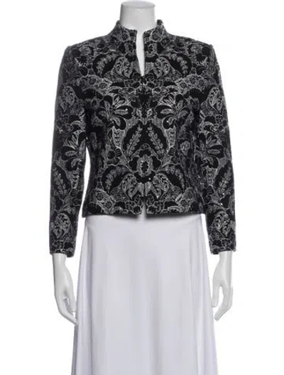 Pre-owned St. John Couture Patterned Jacket In Black