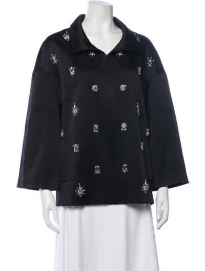 Pre-owned St. John Couture Patterned Jacket In Black