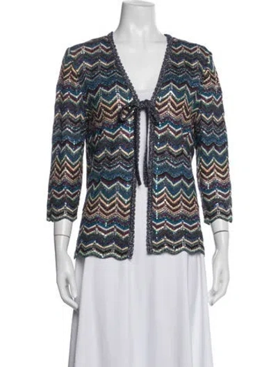 Pre-owned St. John Couture Patterned Jacket In Blue