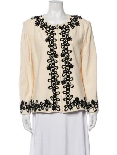 Pre-owned St. John Couture Patterned Jacket In Neutrals