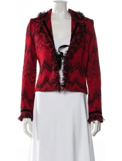 Pre-owned St. John Couture Patterned Jacket In Red