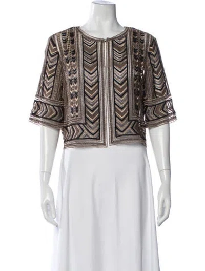 Pre-owned St. John Couture Patterned Jacket W/ Tags In Brown
