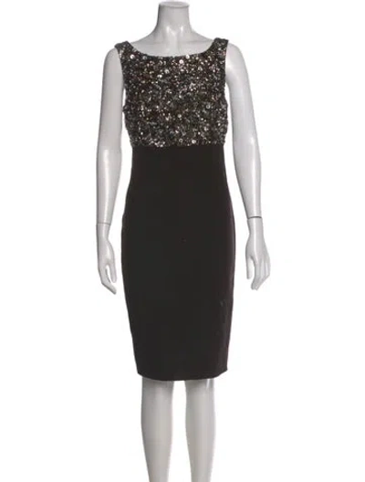 Pre-owned St. John Couture Patterned Knee-length Dress In Black