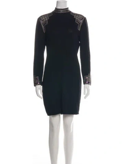 Pre-owned St. John Couture Patterned Knee-length Dress In Black