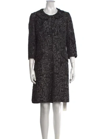 Pre-owned St. John Couture Patterned Knee-length Dress In Black