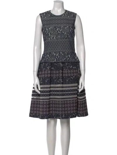 Pre-owned St. John Couture Patterned Knee-length Dress In Blue