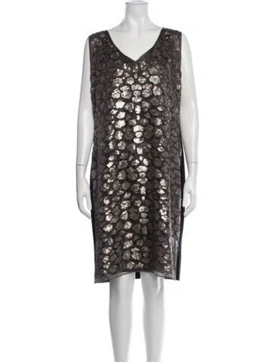 Pre-owned St. John Couture Patterned Knee-length Dress In Gold