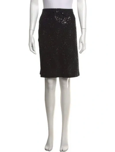 Pre-owned St. John Couture Patterned Knee-length Skirt In Blue/metallic