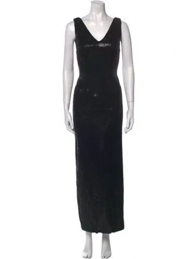 Pre-owned St. John Couture Patterned Long Dress In Black