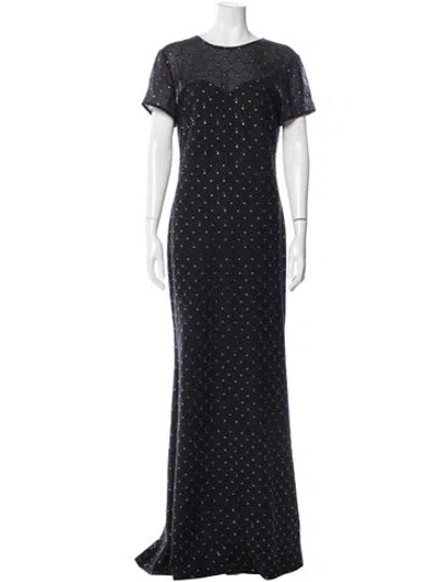 Pre-owned St. John Couture Patterned Long Dress In Blue