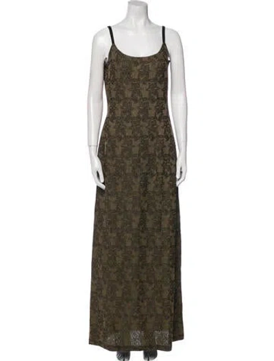 Pre-owned St. John Couture Patterned Long Dress In Neutral