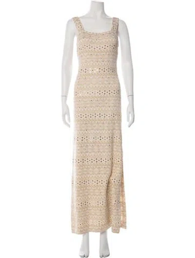 Pre-owned St. John Couture Patterned Long Dress In Neutrals