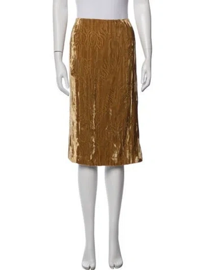 Pre-owned St. John Couture Patterned Midi Length Skirt In Gold