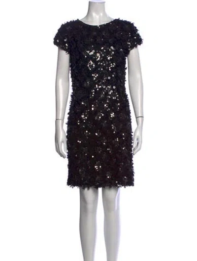 Pre-owned St. John Couture Patterned Mini Dress In Black