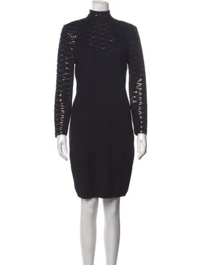 Pre-owned St. John Couture Patterned Mini Dress In Black