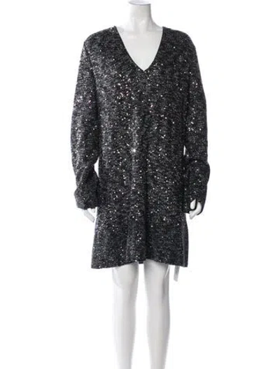 Pre-owned St. John Couture Patterned Mini Dress In Black
