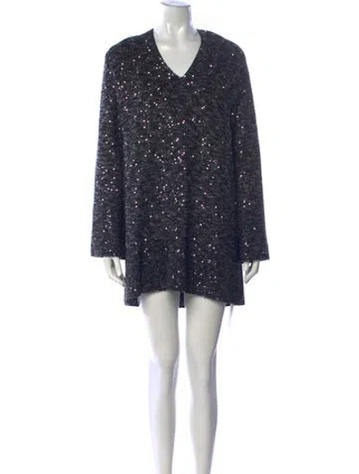 Pre-owned St. John Couture Patterned Mini Dress In Blue