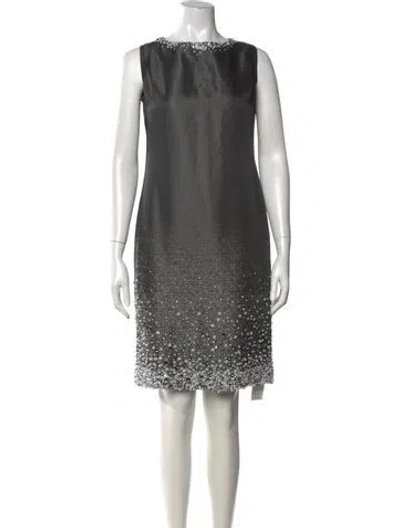 Pre-owned St. John Couture Patterned Mini Dress In Grey
