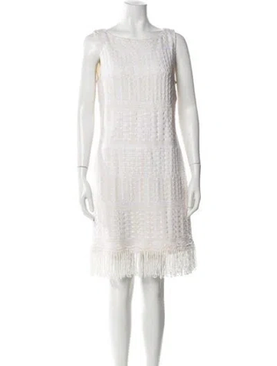 Pre-owned St. John Couture Patterned Mini Dress In Neutral