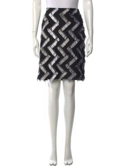 Pre-owned St. John Couture Patterned Mini Skirt In Black