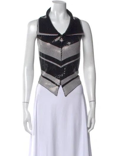 Pre-owned St. John Couture Patterned Sleeveless Top In Black