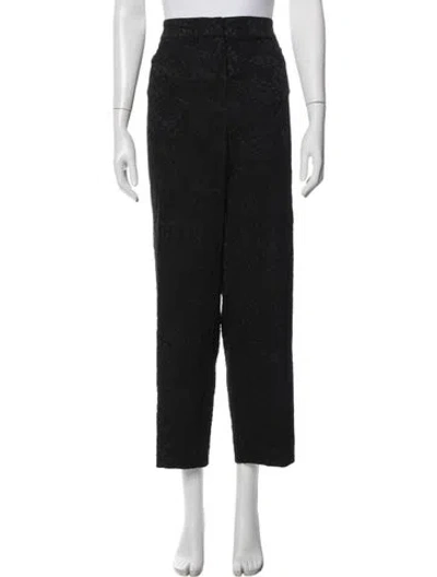 Pre-owned St. John Couture Patterned Straight Leg Pants In Black