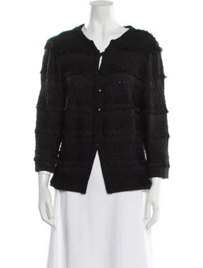 Pre-owned St. John Couture Plaid Print Evening Jacket In Black