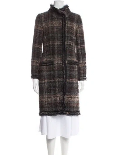 Pre-owned St. John Couture Plaid Print Evening Jacket In Neutral