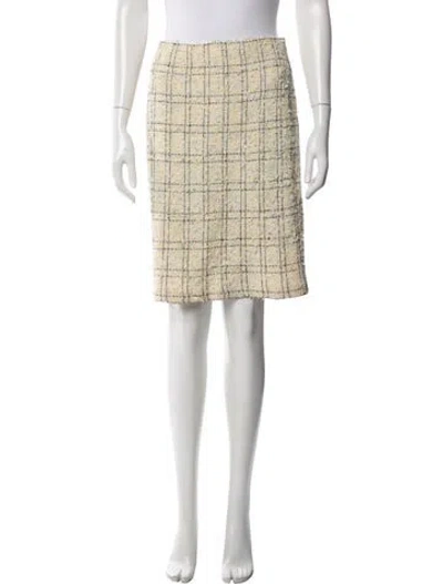 Pre-owned St. John Couture Plaid Print Knee-length Skirt