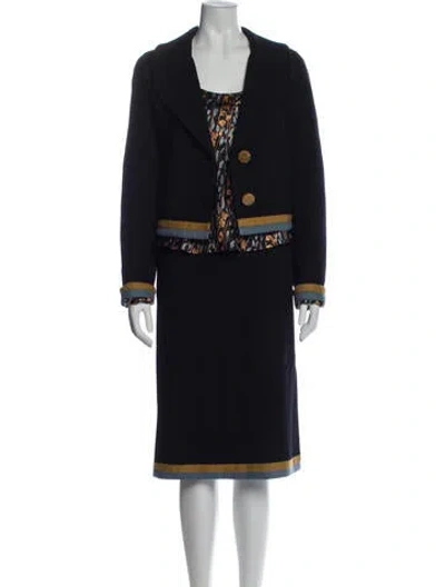 Pre-owned St. John Couture Pleated Accents Skirt Suit In Black