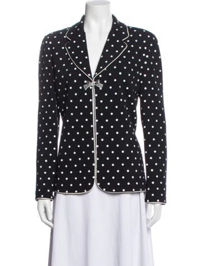 Pre-owned St. John Couture Polka Dot Print Blazer In Black