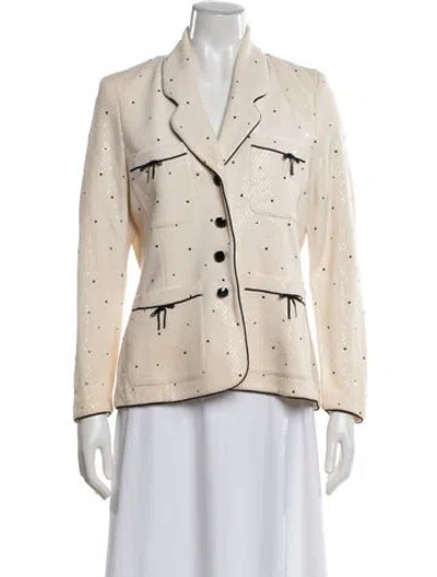Pre-owned St. John Couture Polka Dot Print Blazer In Neutral