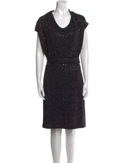 Pre-owned St. John Couture Polka Dot Print Knee-length Dress In Multi