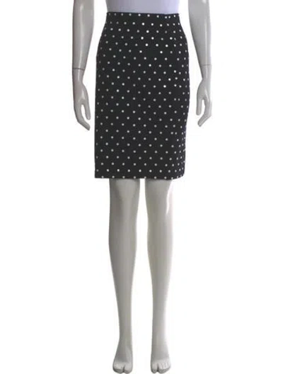 Pre-owned St. John Couture Polka Dot Print Knee-length Skirt In Gray