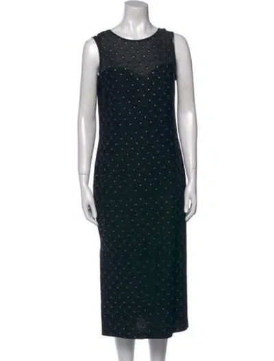Pre-owned St. John Couture Polka Dot Print Midi Length Dress In Multi