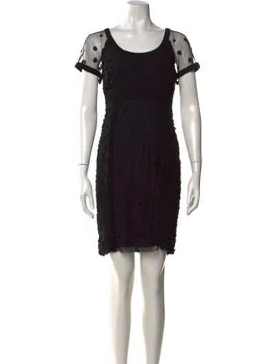 Pre-owned St. John Couture Polka Dot Print Mini Dress In Black