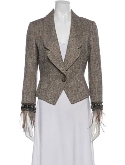 Pre-owned St. John Couture Printed Blazer In Gray