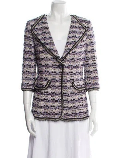 Pre-owned St. John Couture Printed Blazer In Purple