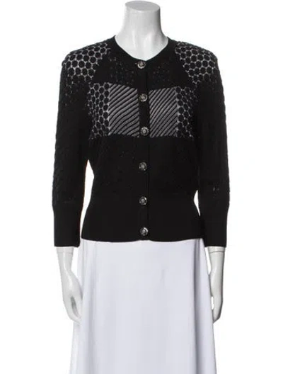 Pre-owned St. John Couture Printed Crew Neck Top In Black