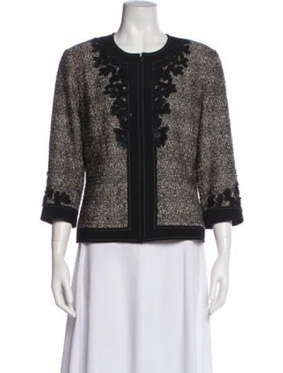 Pre-owned St. John Couture Printed Evening Jacket In Black