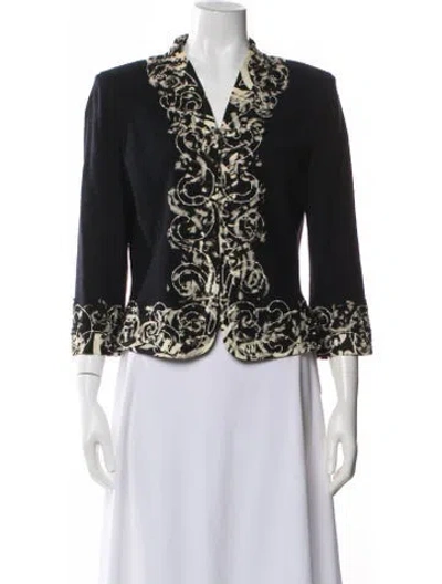 Pre-owned St. John Couture Printed Evening Jacket In Blue