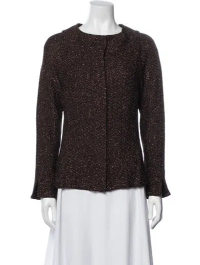 Pre-owned St. John Couture Printed Evening Jacket In Brown