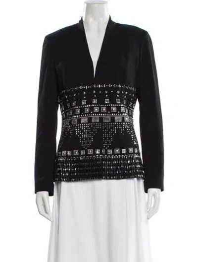 Pre-owned St. John Couture Printed Evening Jacket In Gray