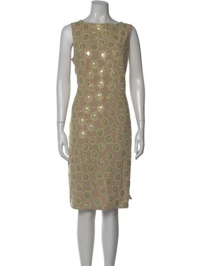 Pre-owned St. John Couture Printed Knee-length Dress In Neutral