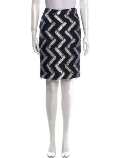 Pre-owned St. John Couture Printed Knee-length Skirt In Black
