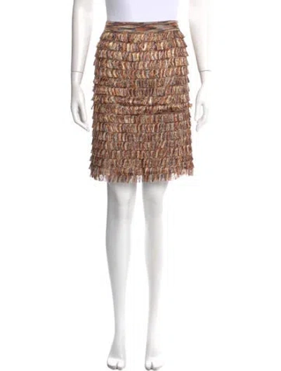 Pre-owned St. John Couture Printed Knee-length Skirt In Orange